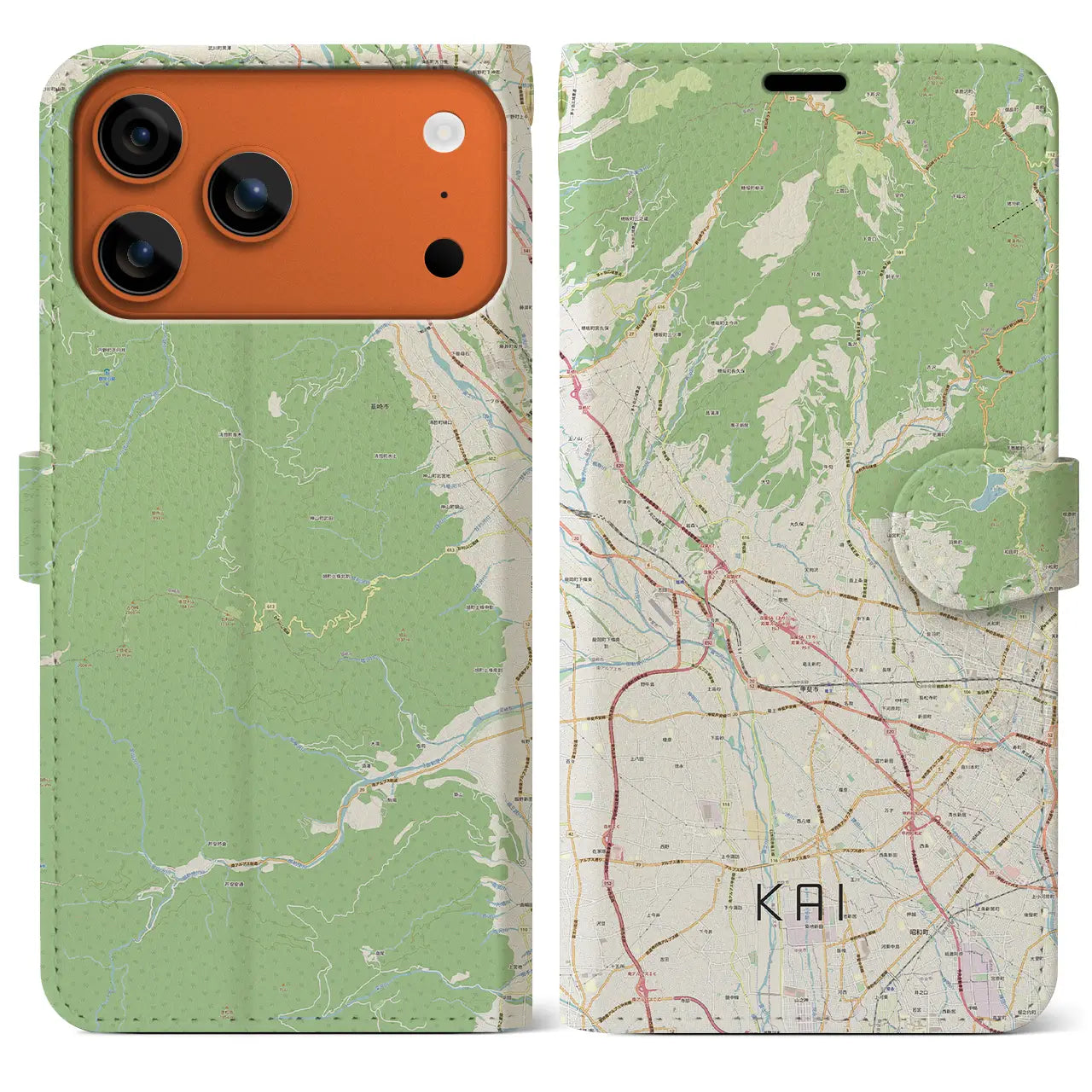 【甲斐(山梨県)】地図柄iPhoneケース(手帳タイプ)