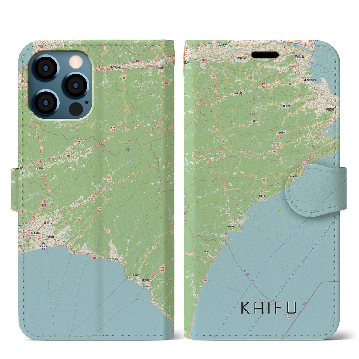 【海部(徳島県)】地図柄iPhoneケース(手帳タイプ)