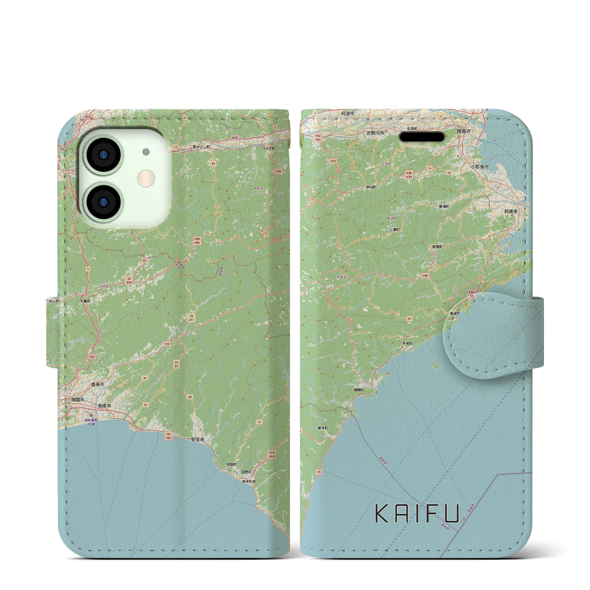 【海部(徳島県)】地図柄iPhoneケース(手帳タイプ)