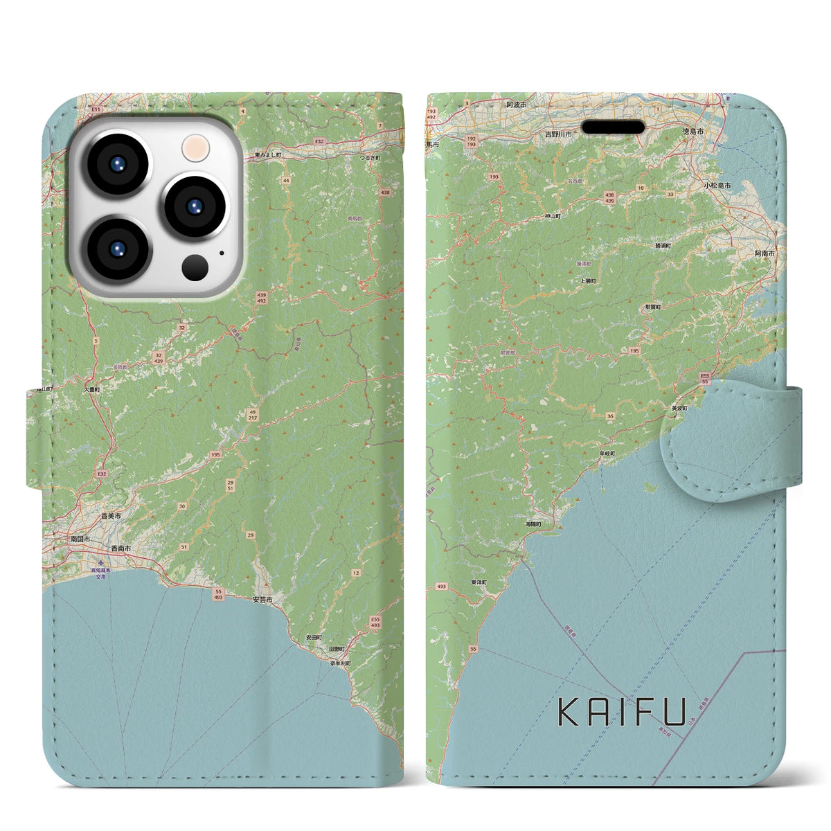 【海部(徳島県)】地図柄iPhoneケース(手帳タイプ)