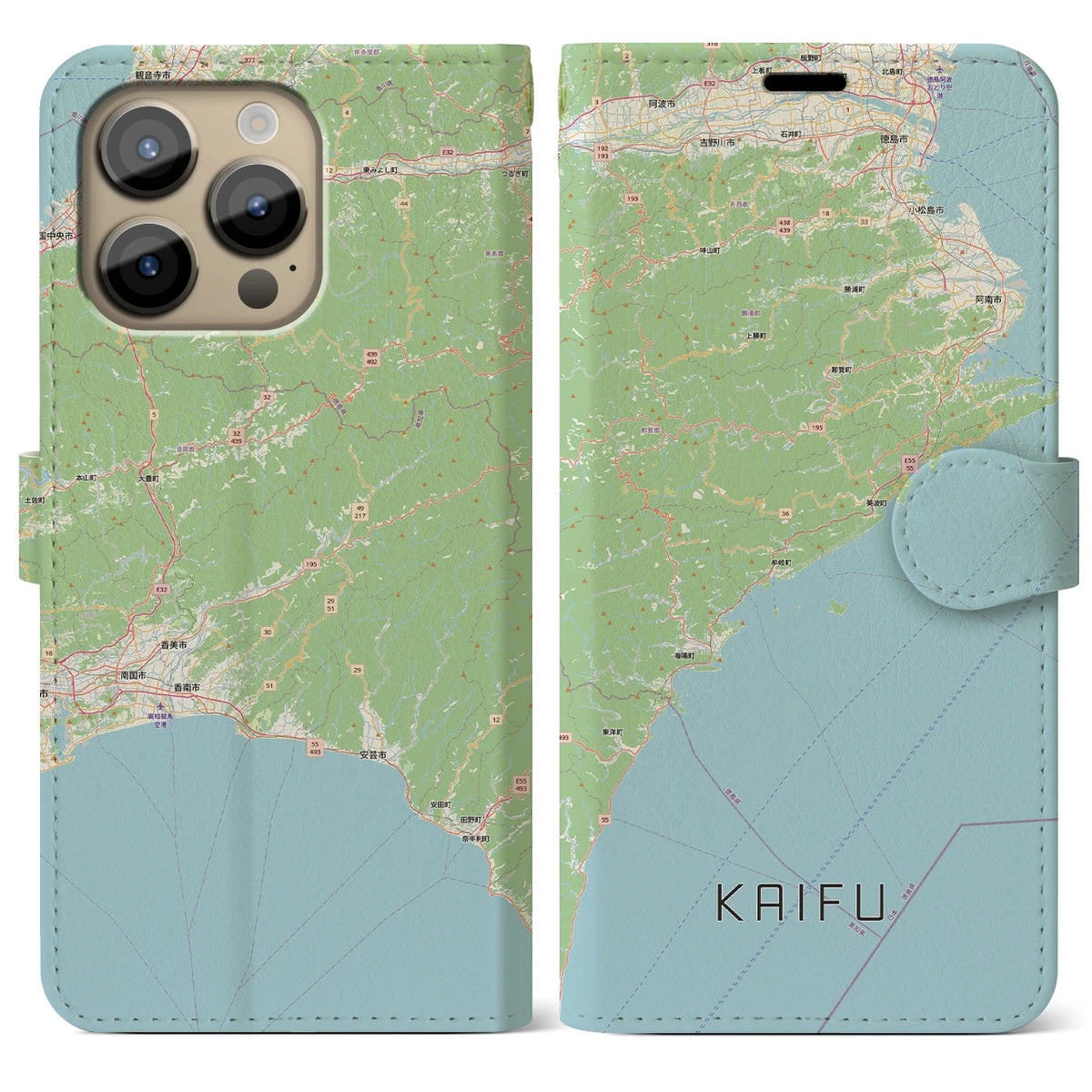 【海部(徳島県)】地図柄iPhoneケース(手帳タイプ)