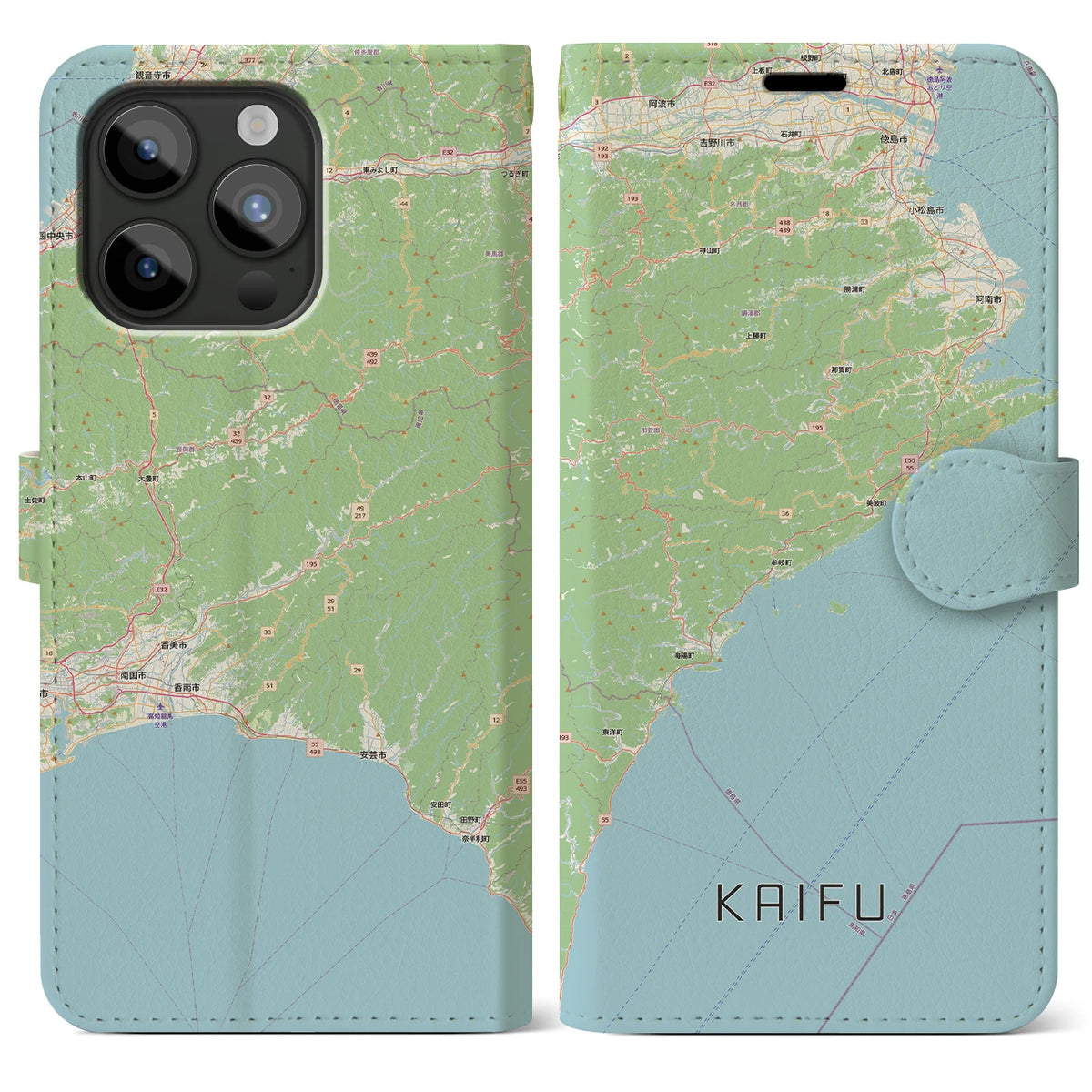 【海部(徳島県)】地図柄iPhoneケース(手帳タイプ)