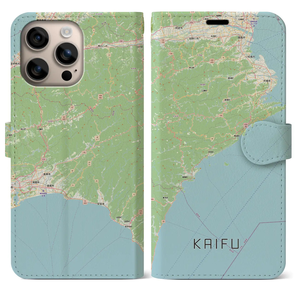 【海部(徳島県)】地図柄iPhoneケース(手帳タイプ)