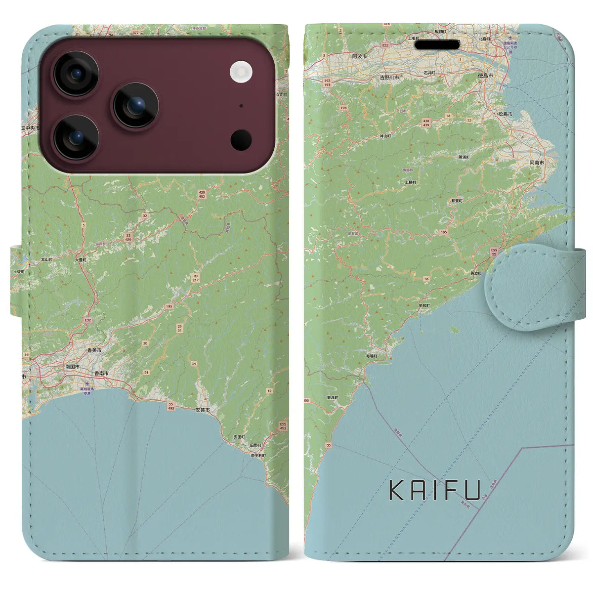【海部(徳島県)】地図柄iPhoneケース(手帳タイプ)