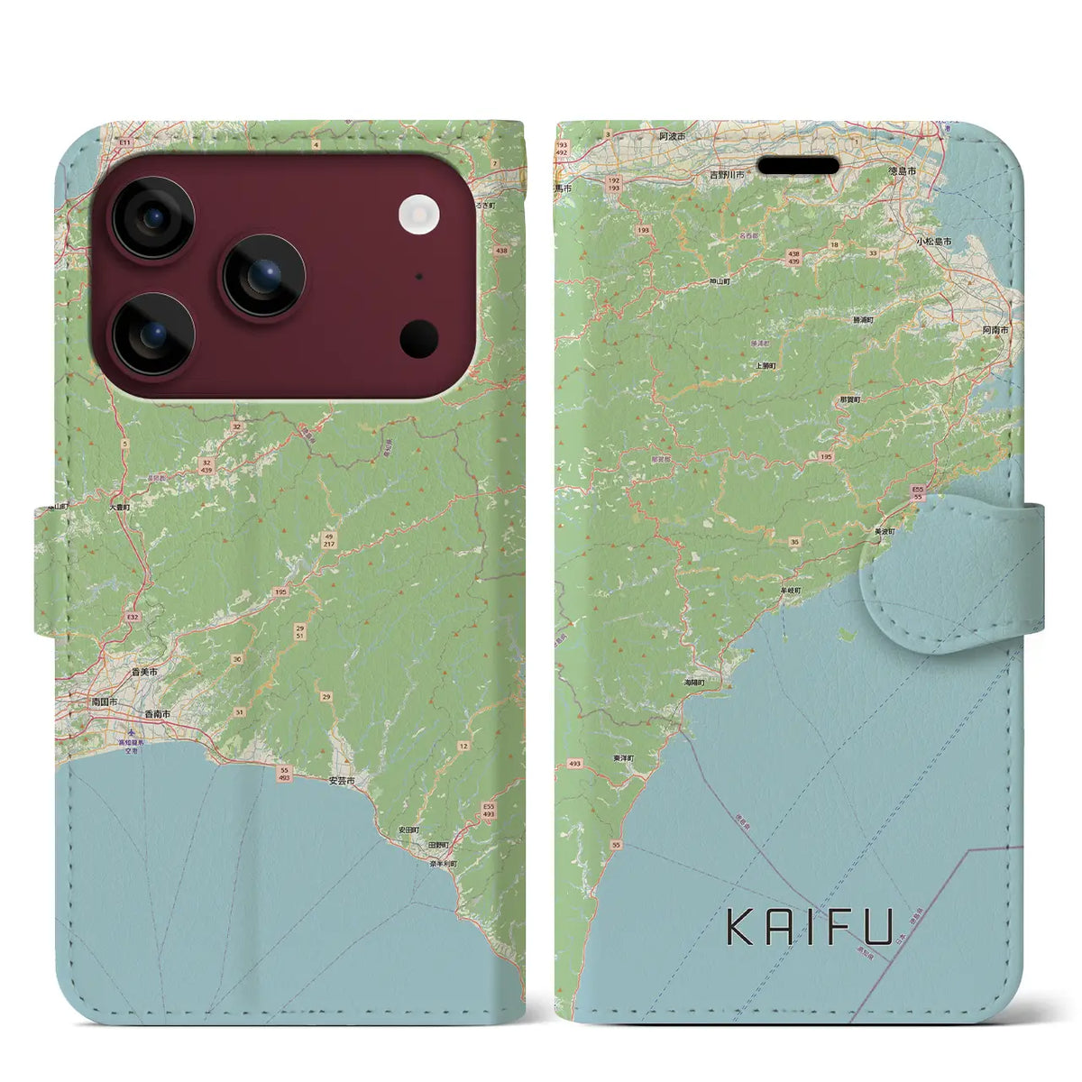【海部(徳島県)】地図柄iPhoneケース(手帳タイプ)