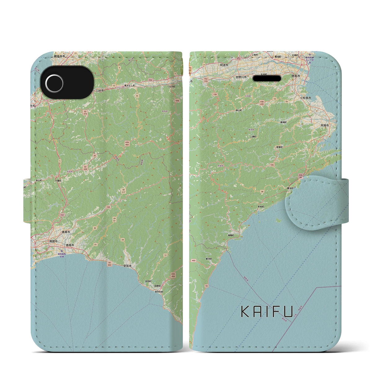 【海部(徳島県)】地図柄iPhoneケース(手帳タイプ)