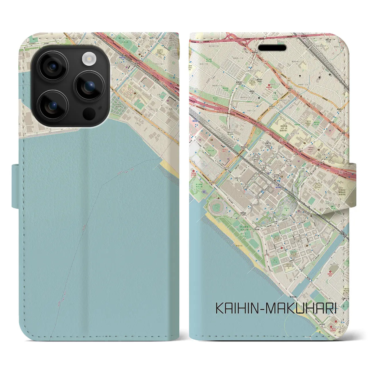 【海浜幕張(千葉県)】地図柄iPhoneケース(手帳タイプ)ナチュラル・iPhone 16 用