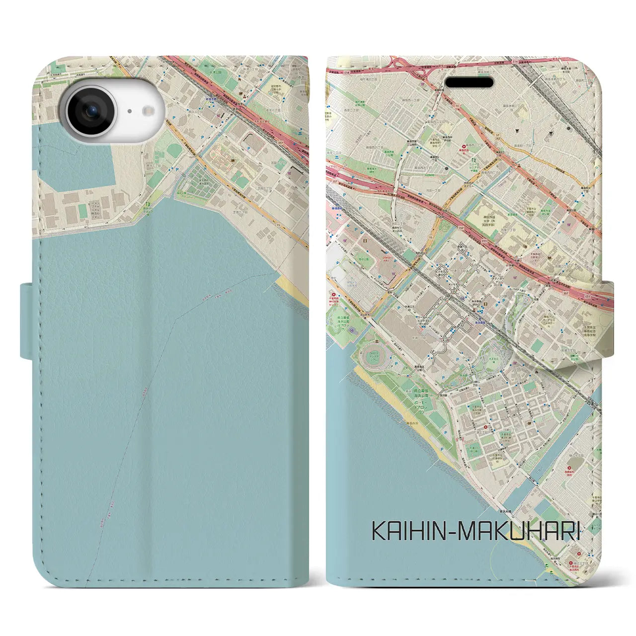 【海浜幕張(千葉県)】地図柄iPhoneケース(手帳タイプ)