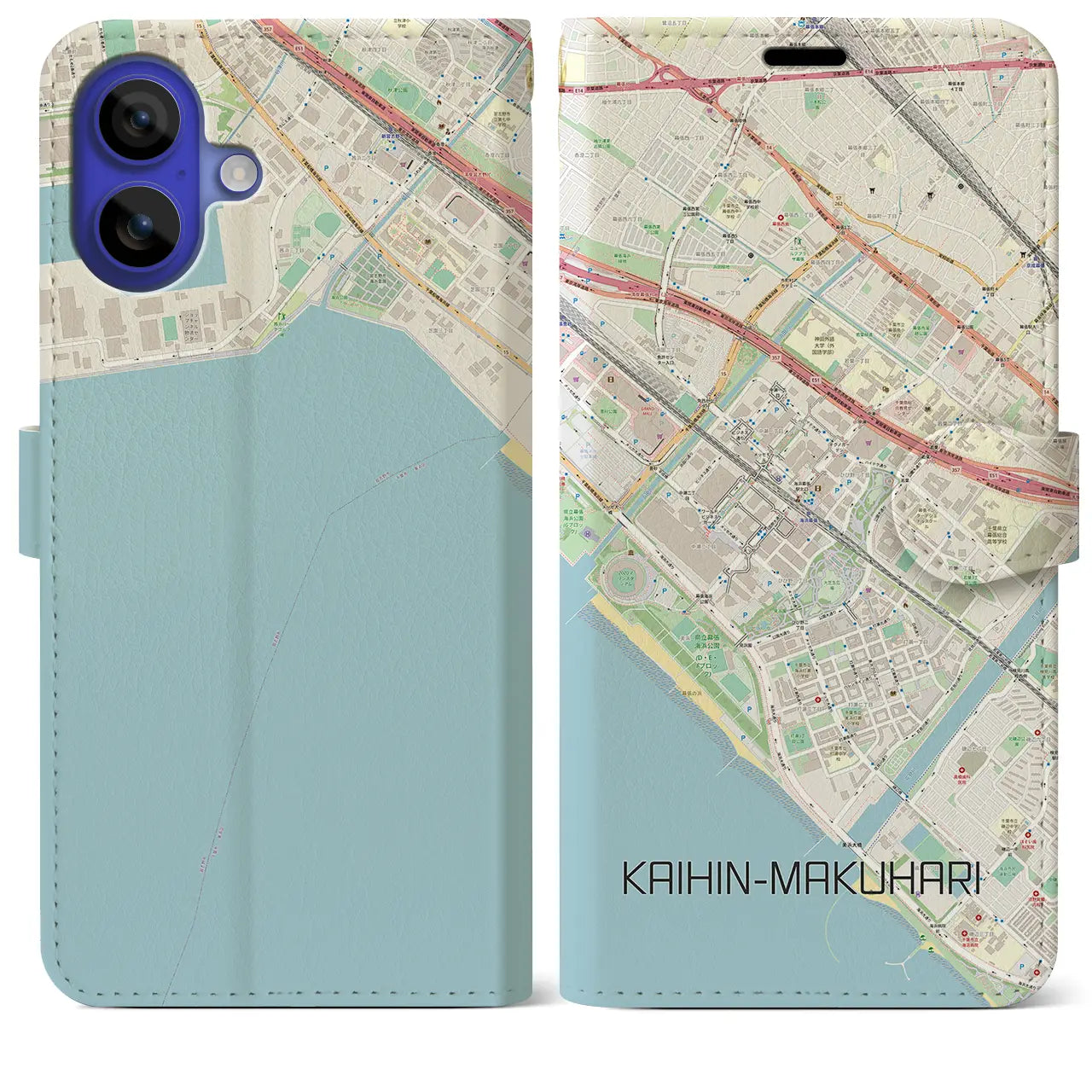 【海浜幕張(千葉県)】地図柄iPhoneケース(手帳タイプ)ナチュラル・iPhone 16 Pro Max 用