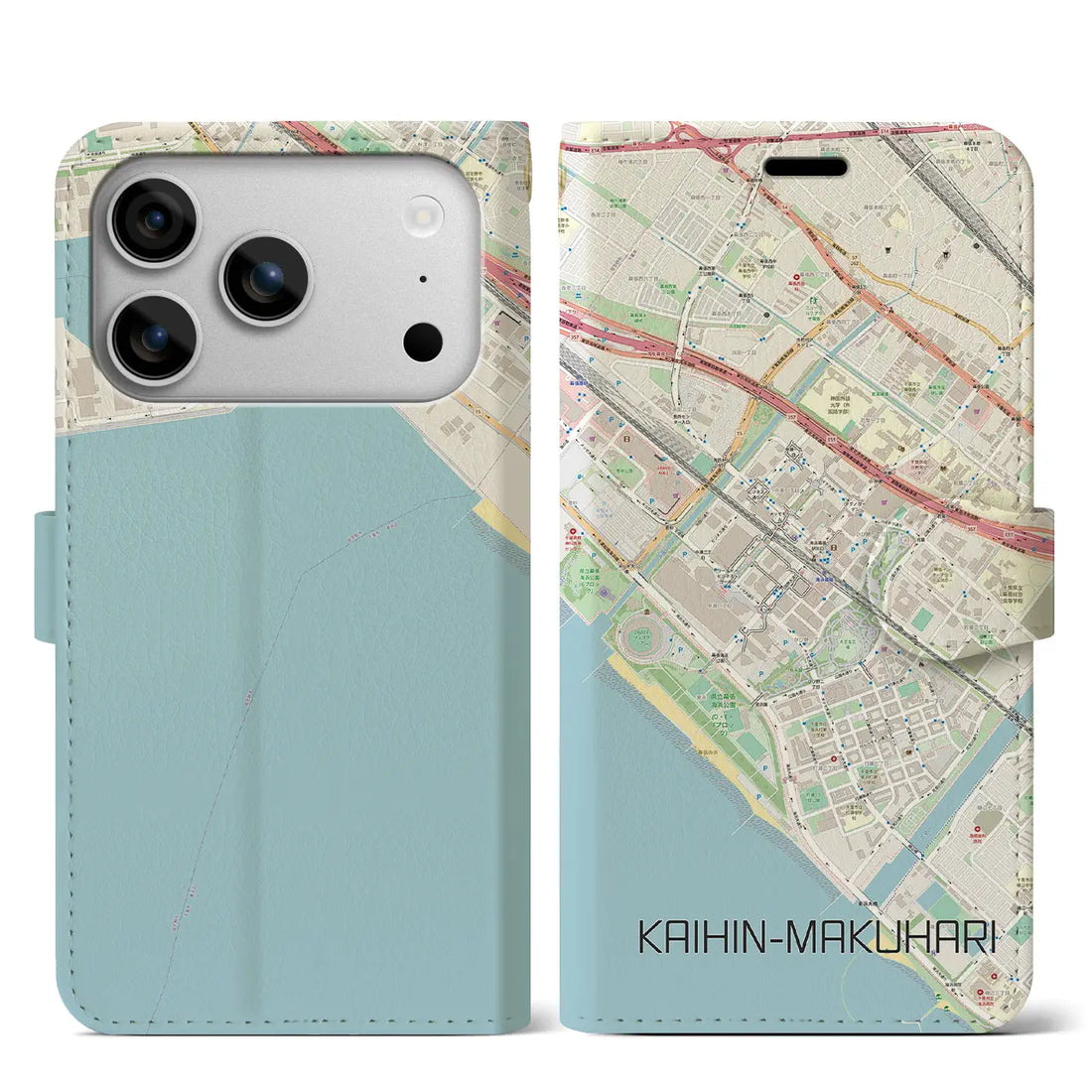 【海浜幕張(千葉県)】地図柄iPhoneケース(手帳タイプ)モノトーン・iPhone 17 Pro Max 用