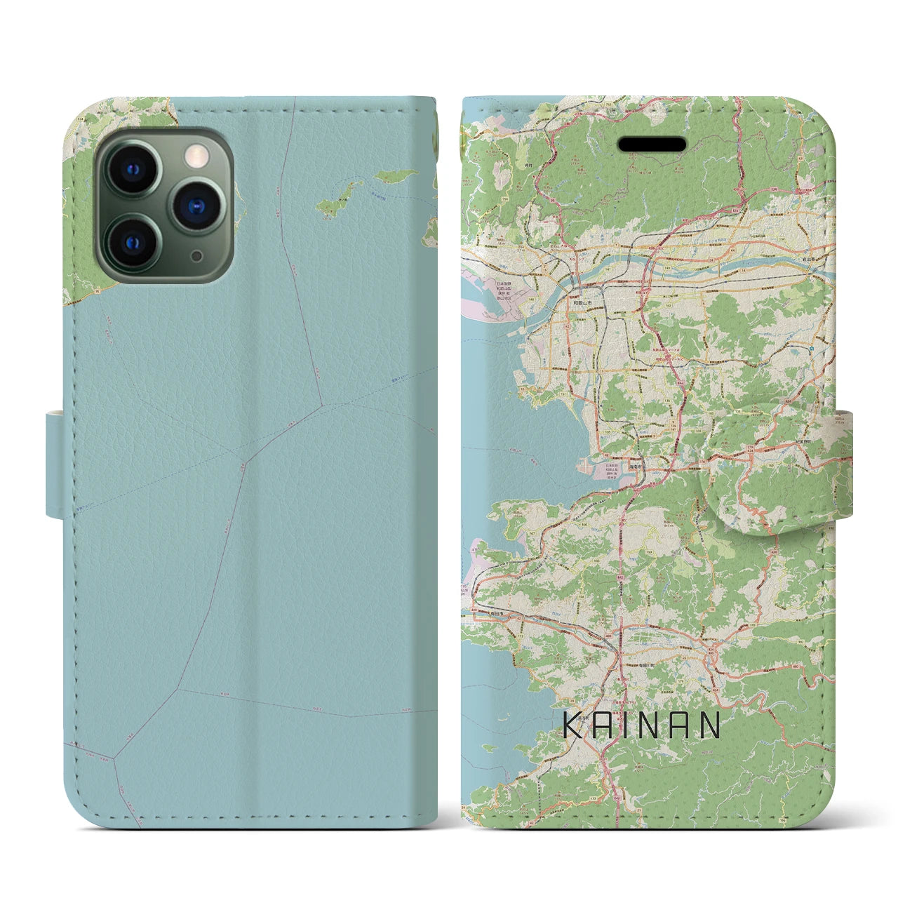 【海南(和歌山県)】地図柄iPhoneケース(手帳タイプ)ナチュラル・iPhone 11 Pro 用