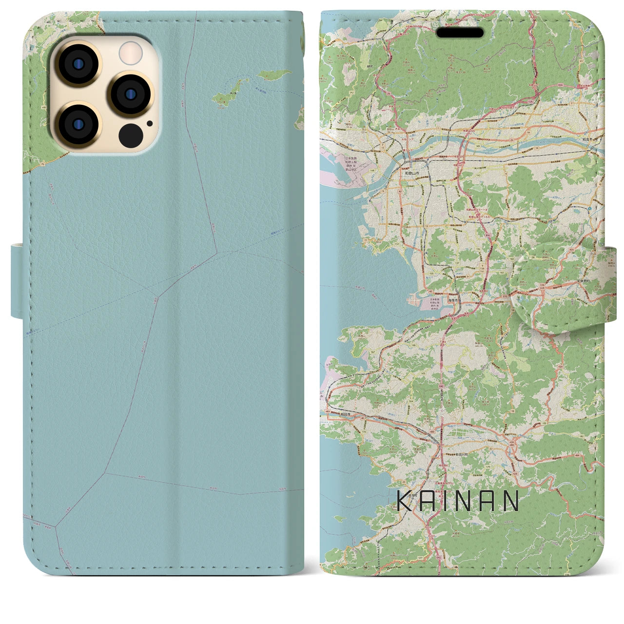 【海南(和歌山県)】地図柄iPhoneケース(手帳タイプ)ナチュラル・iPhone 12 Pro Max 用