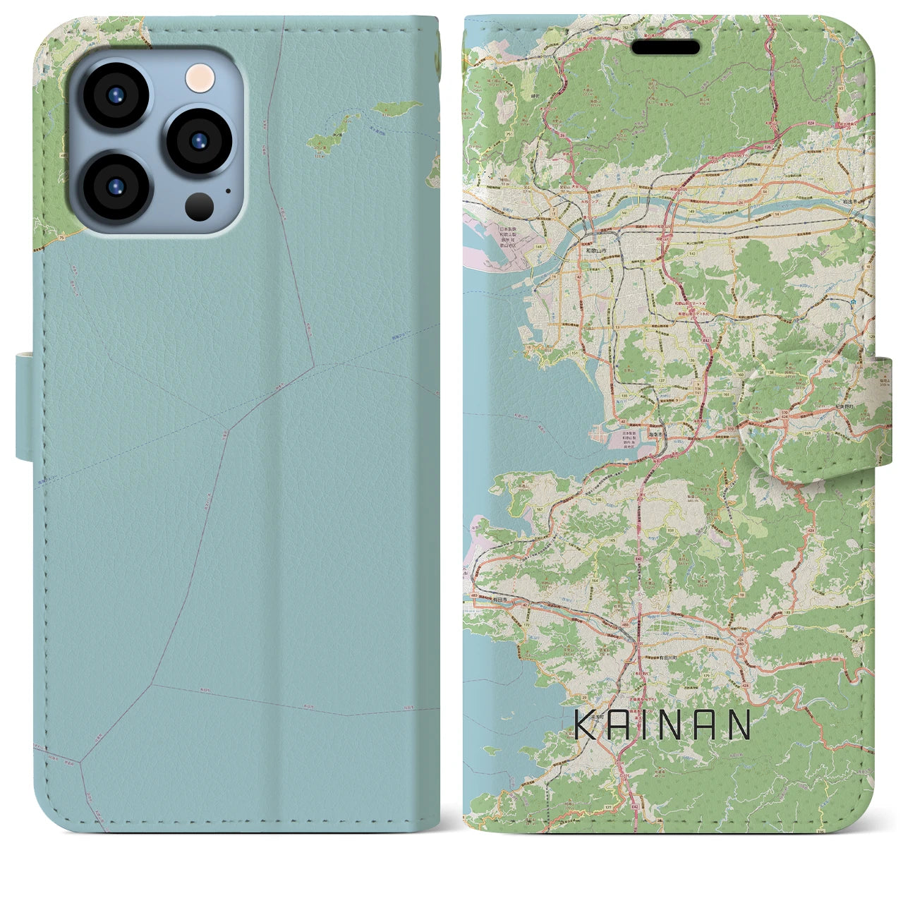【海南(和歌山県)】地図柄iPhoneケース(手帳タイプ)ナチュラル・iPhone 13 Pro Max 用