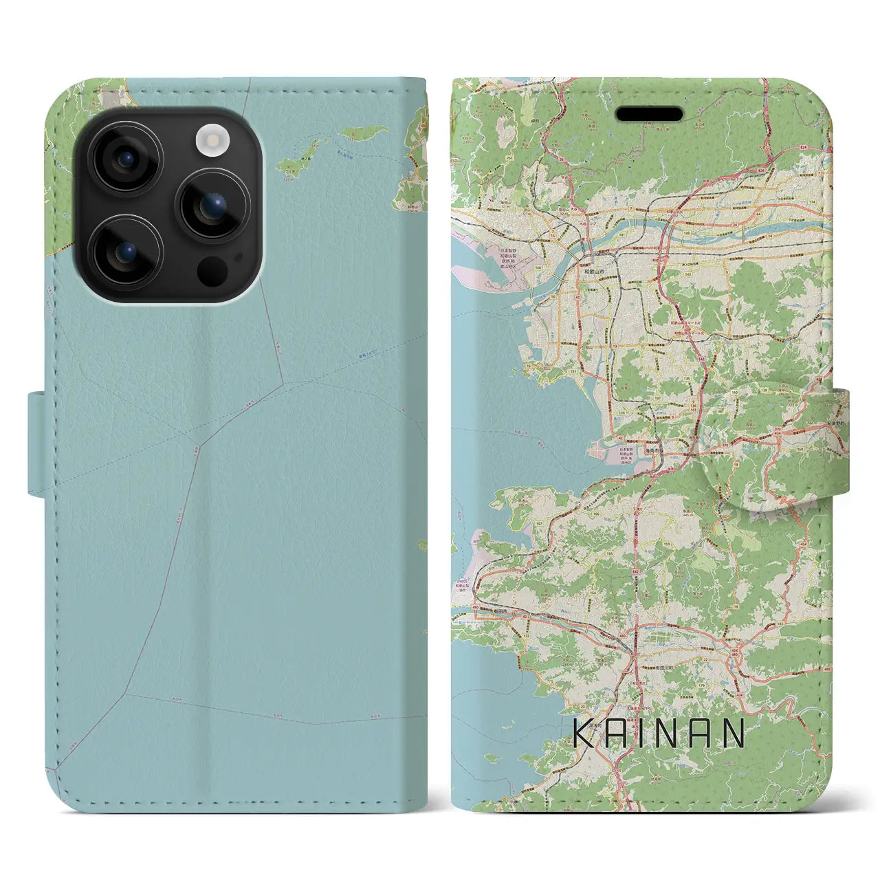 【海南(和歌山県)】地図柄iPhoneケース(手帳タイプ)ナチュラル・iPhone 16 用