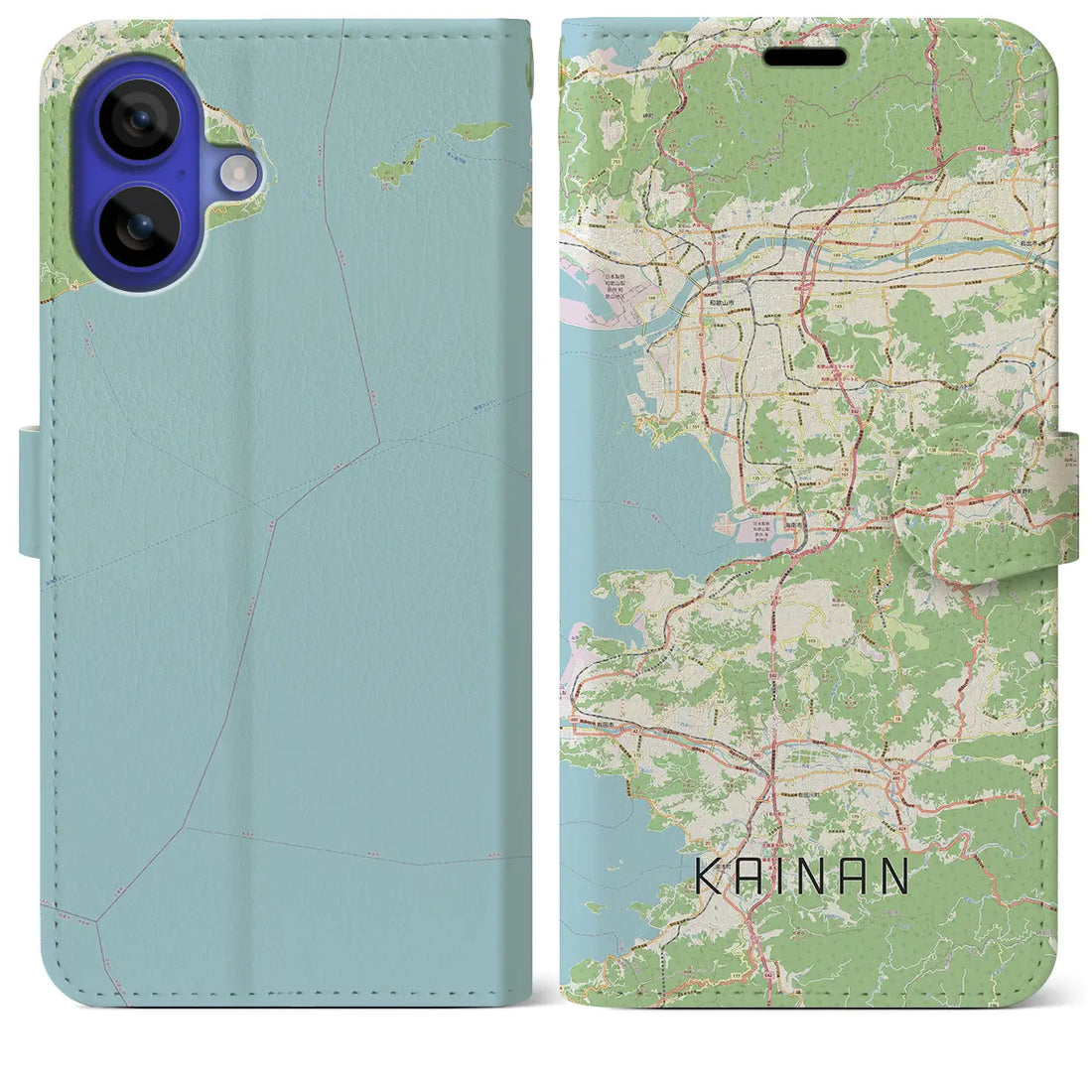 【海南(和歌山県)】地図柄iPhoneケース(手帳タイプ)ナチュラル・iPhone 16 Pro Max 用
