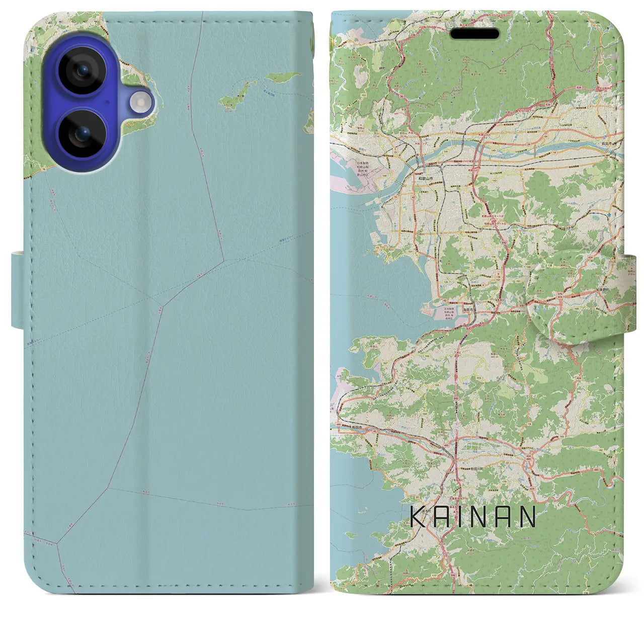 【海南(和歌山県)】地図柄iPhoneケース(手帳タイプ)ナチュラル・iPhone 16 Pro Max 用