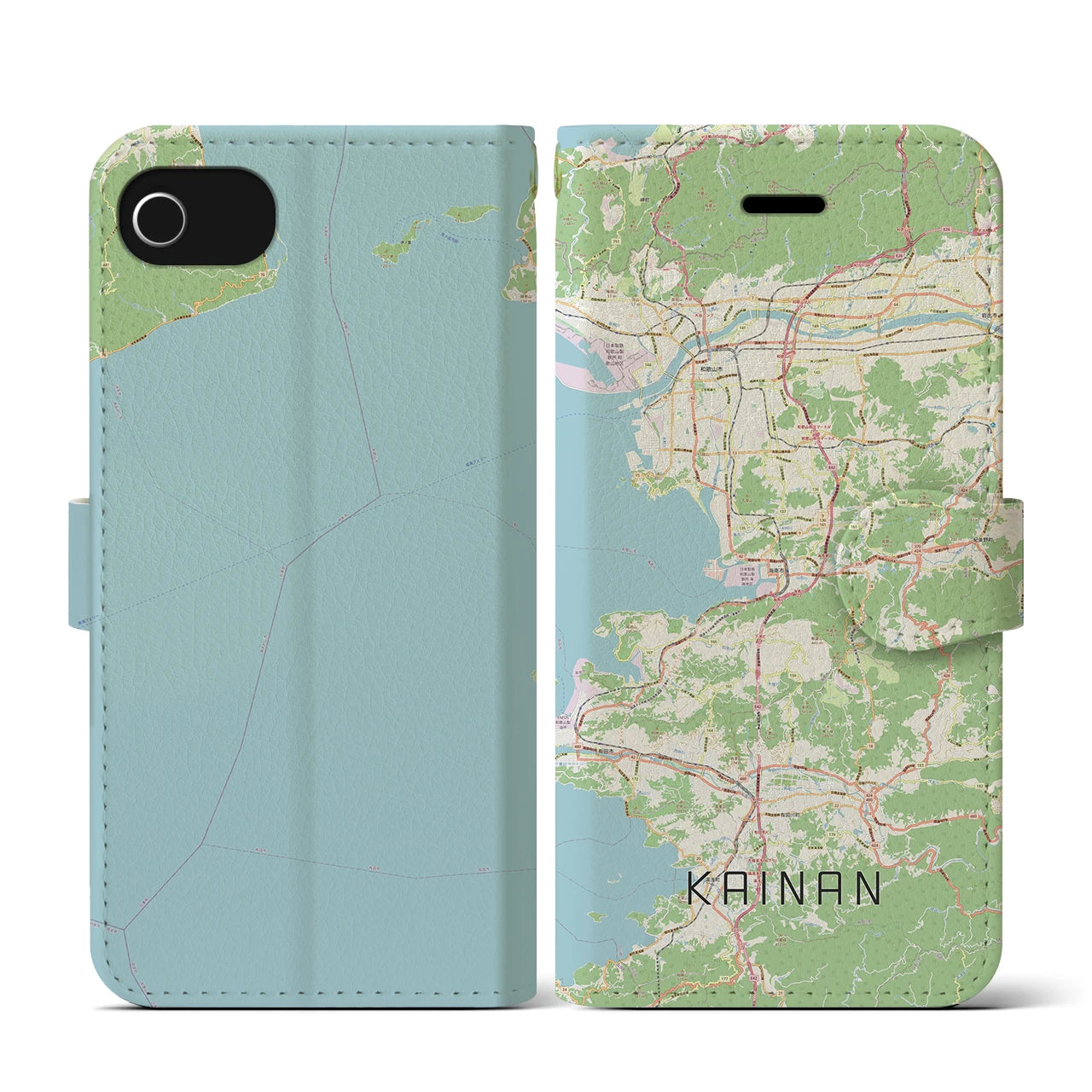 【海南(和歌山県)】地図柄iPhoneケース(手帳タイプ)ナチュラル・iPhone SE(第3 / 第2世代) / 8 / 7 / 6s / 6 用