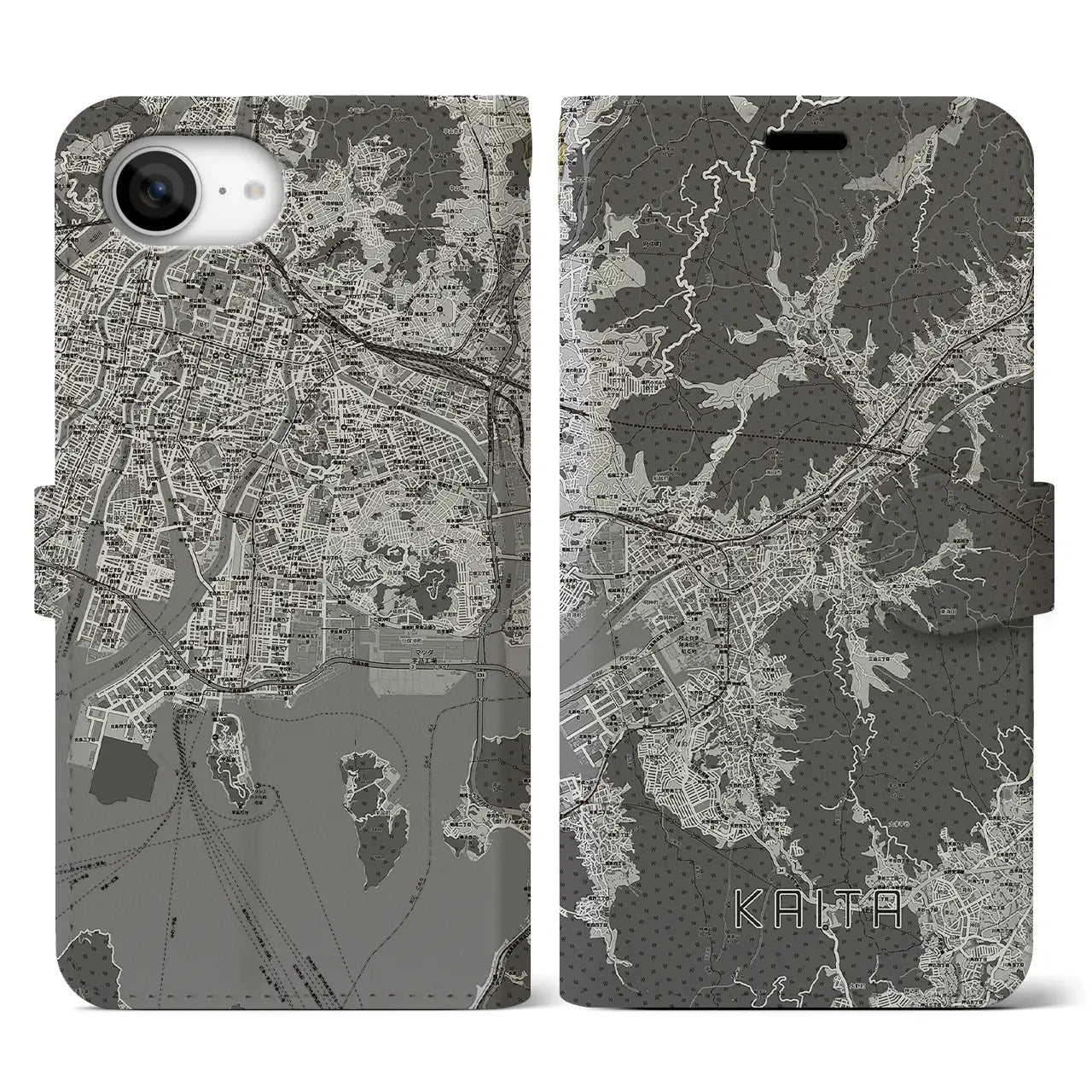 【海田(広島県)】地図柄iPhoneケース(手帳タイプ)