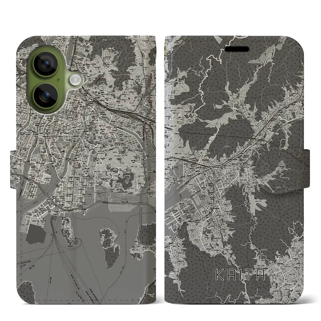 【海田(広島県)】地図柄iPhoneケース(手帳タイプ)