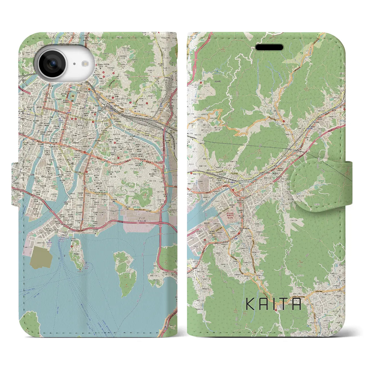 【海田(広島県)】地図柄iPhoneケース(手帳タイプ)