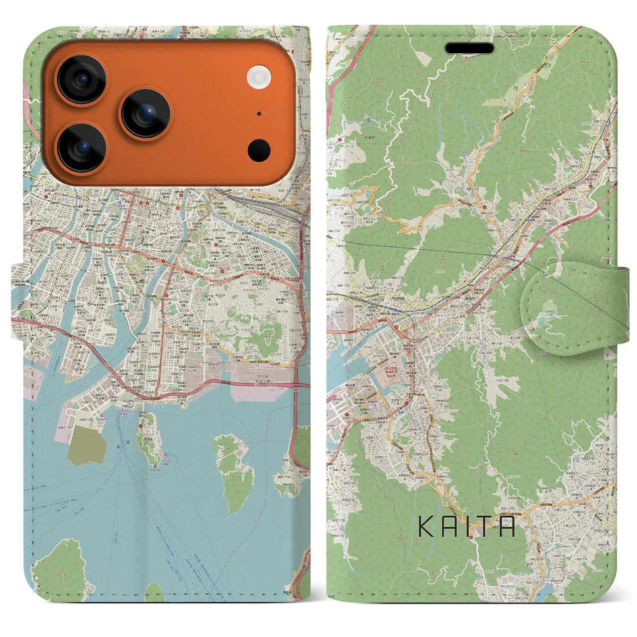【海田(広島県)】地図柄iPhoneケース(手帳タイプ)