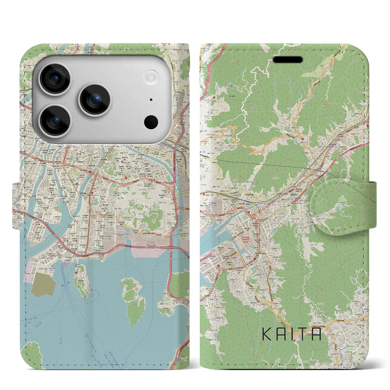 【海田(広島県)】地図柄iPhoneケース(手帳タイプ)