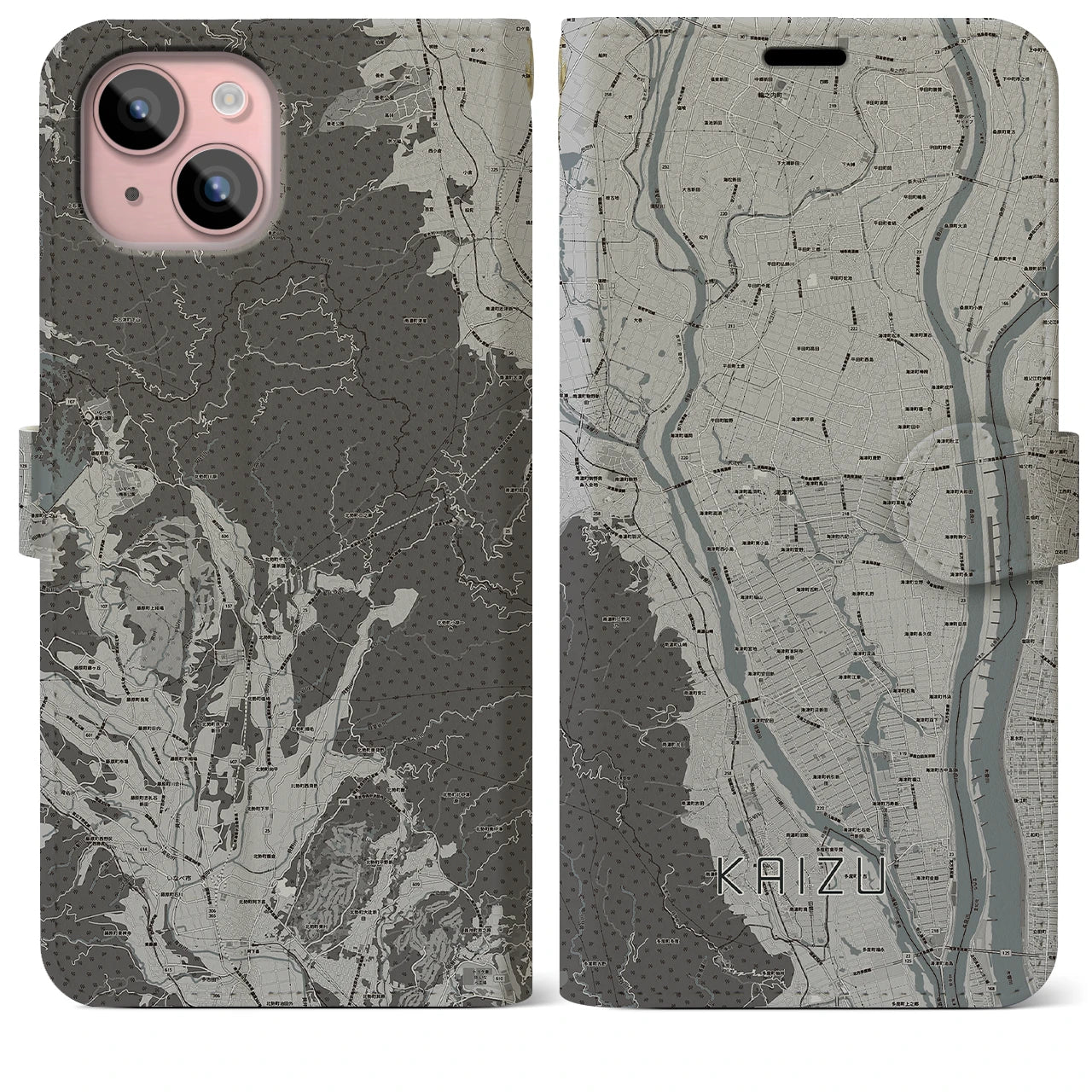 【海津(岐阜県)】地図柄iPhoneケース(手帳タイプ)