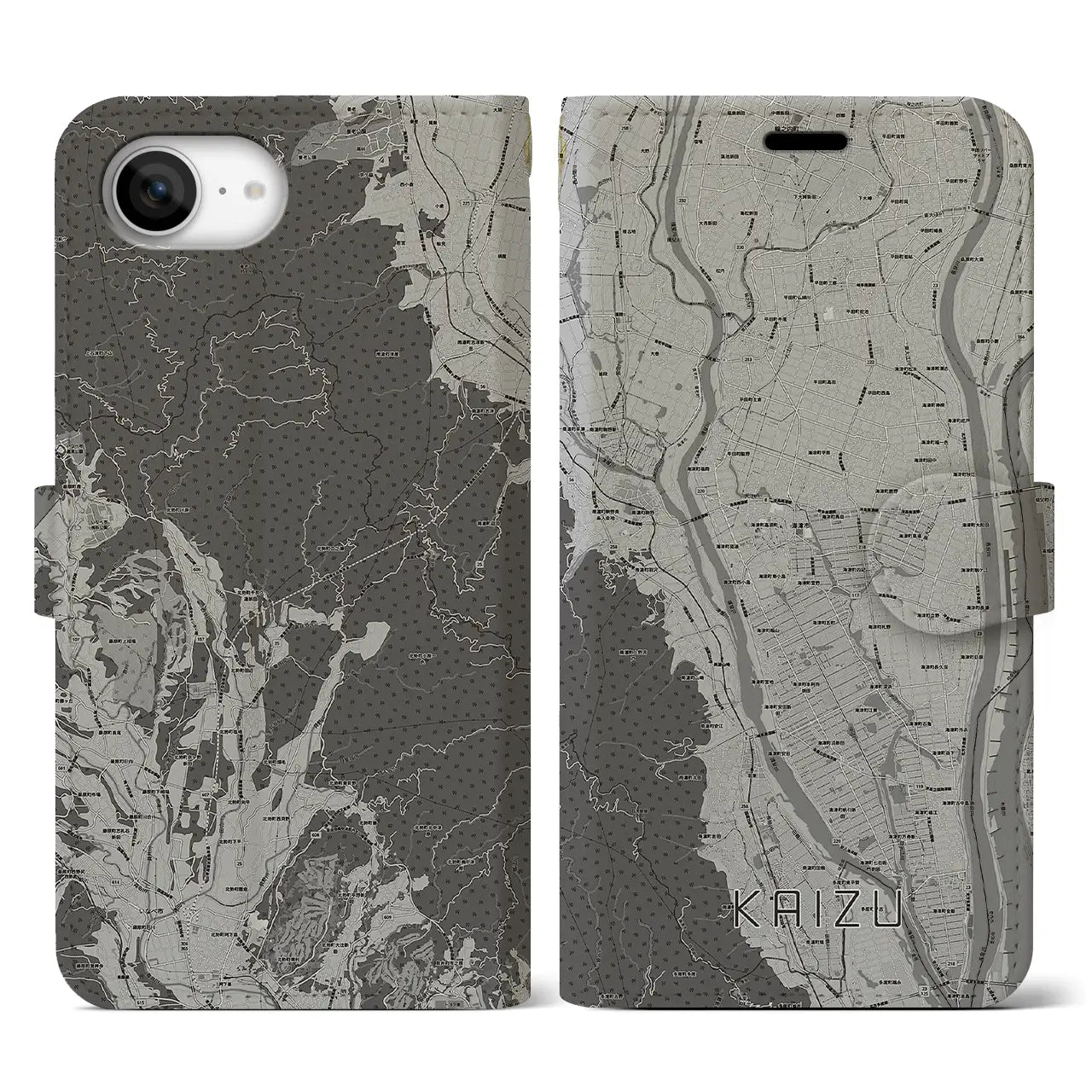 【海津(岐阜県)】地図柄iPhoneケース(手帳タイプ)