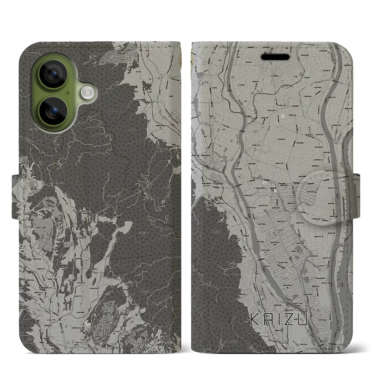 【海津(岐阜県)】地図柄iPhoneケース(手帳タイプ)