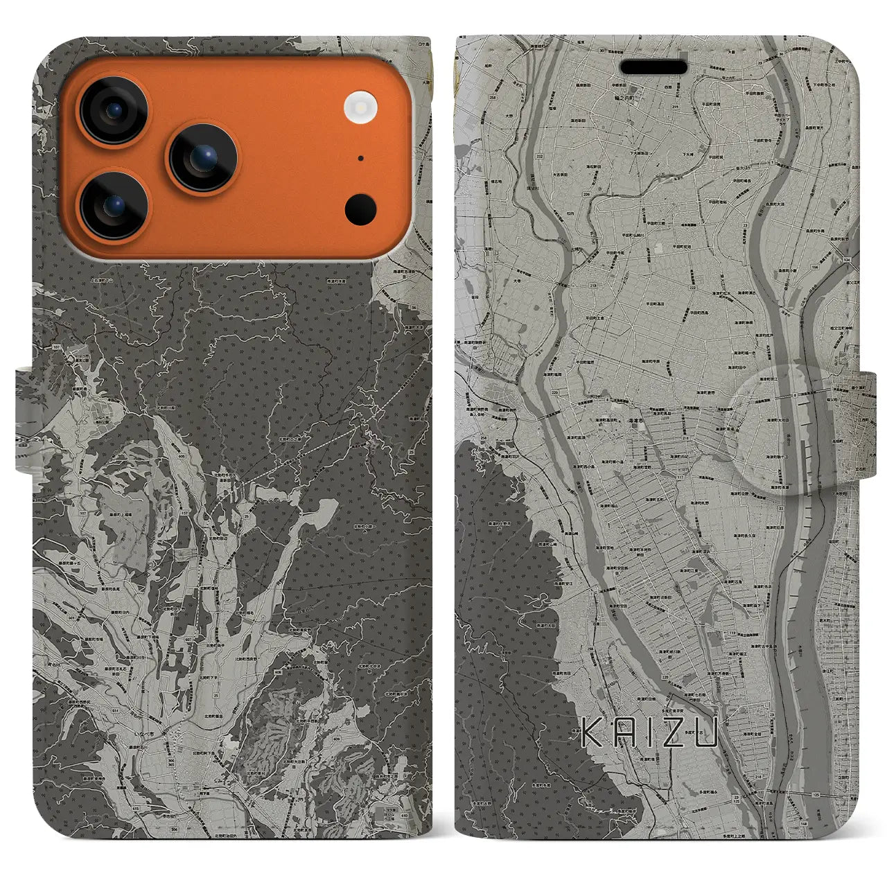 【海津(岐阜県)】地図柄iPhoneケース(手帳タイプ)