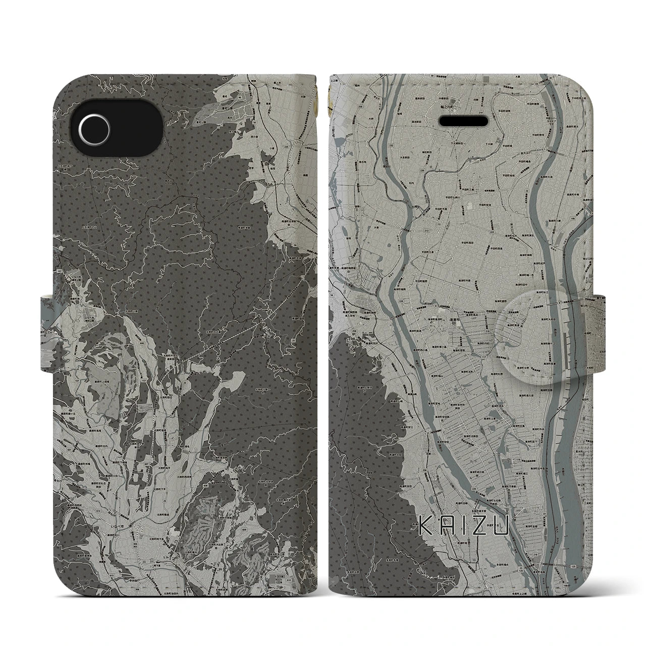 【海津(岐阜県)】地図柄iPhoneケース(手帳タイプ)