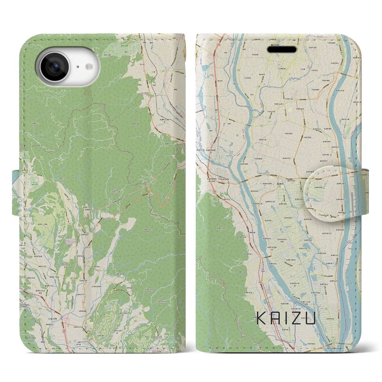 【海津(岐阜県)】地図柄iPhoneケース(手帳タイプ)