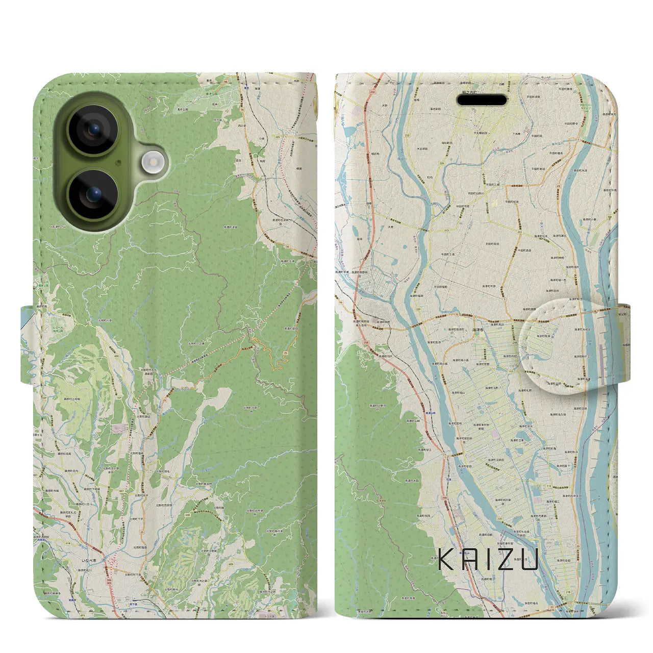 【海津(岐阜県)】地図柄iPhoneケース(手帳タイプ)