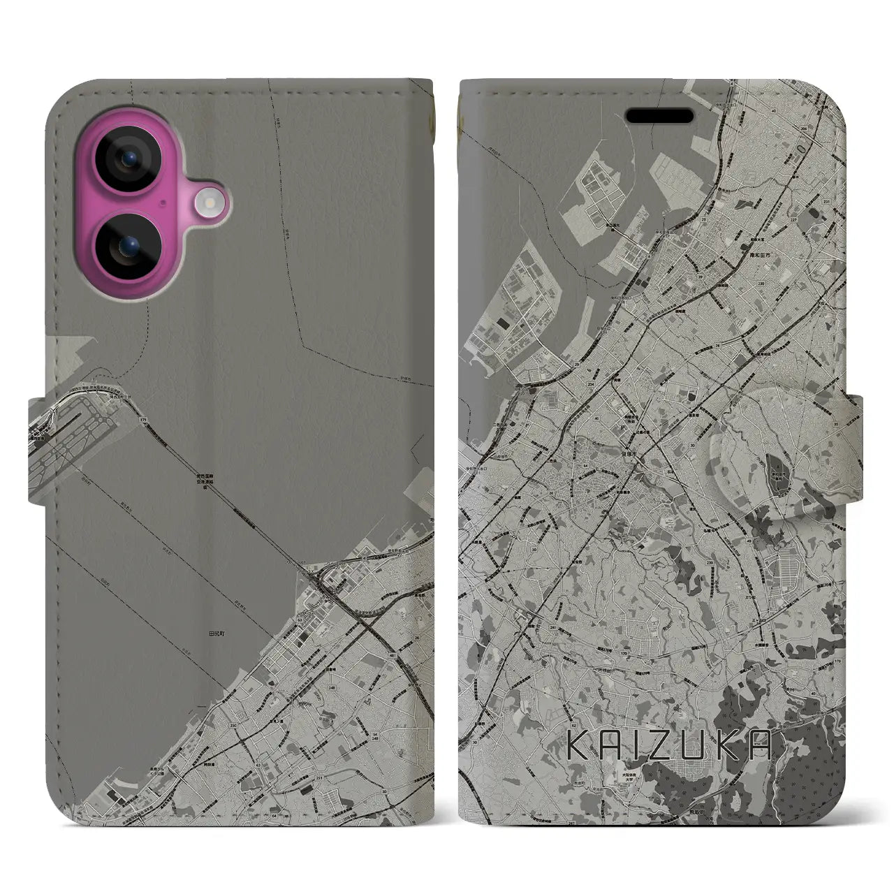 【貝塚(大阪府)】地図柄iPhoneケース(手帳タイプ)