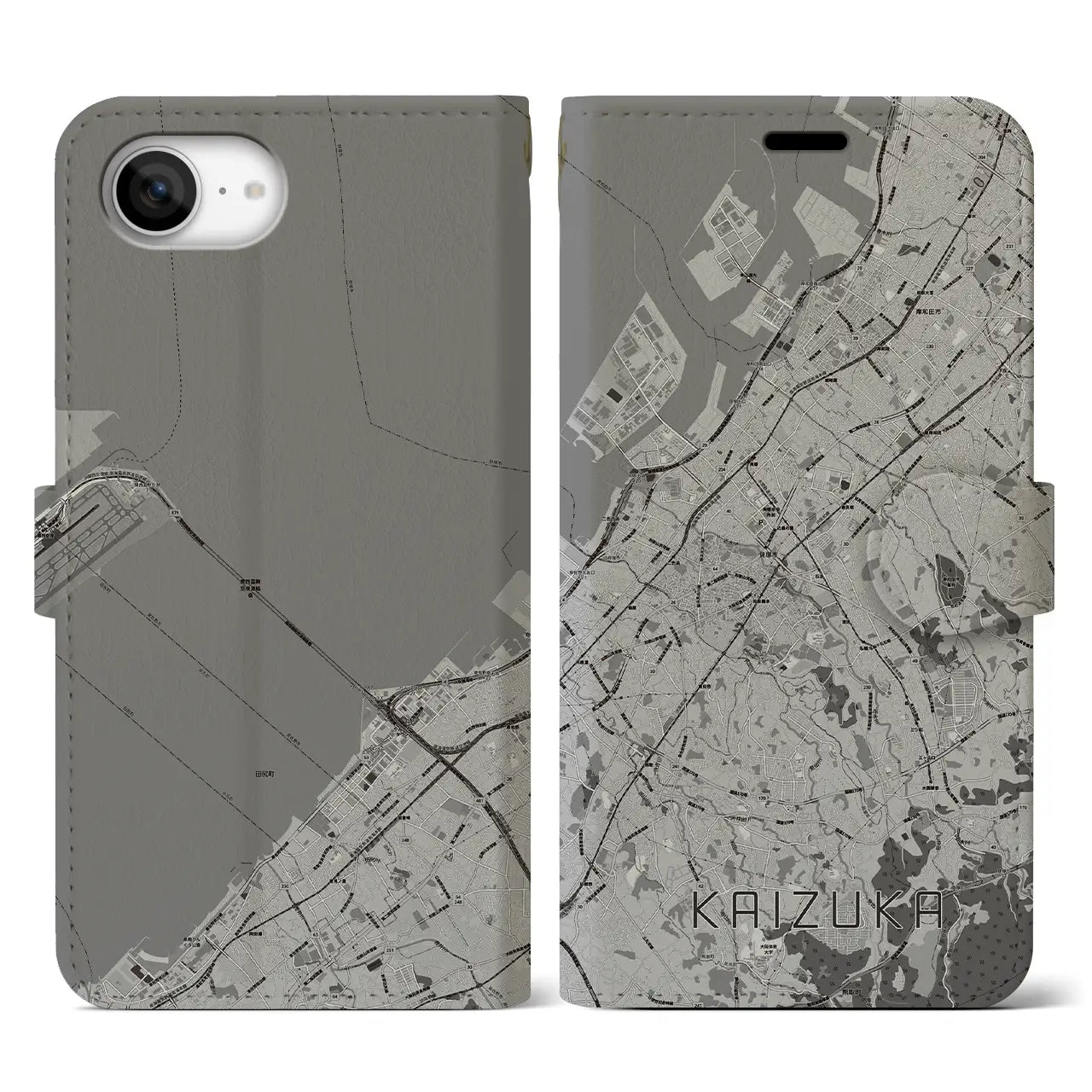 【貝塚(大阪府)】地図柄iPhoneケース(手帳タイプ)