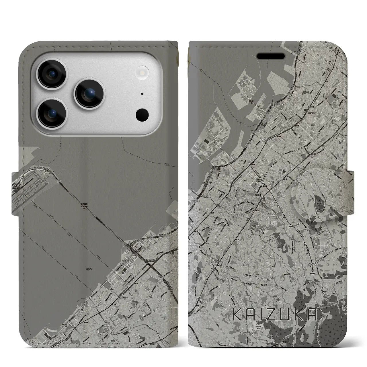 【貝塚(大阪府)】地図柄iPhoneケース(手帳タイプ)