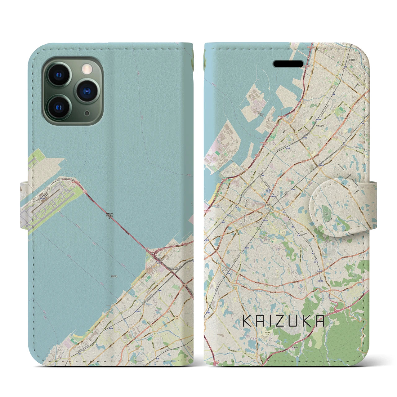 【貝塚(大阪府)】地図柄iPhoneケース(手帳タイプ)ナチュラル・iPhone 11 Pro 用