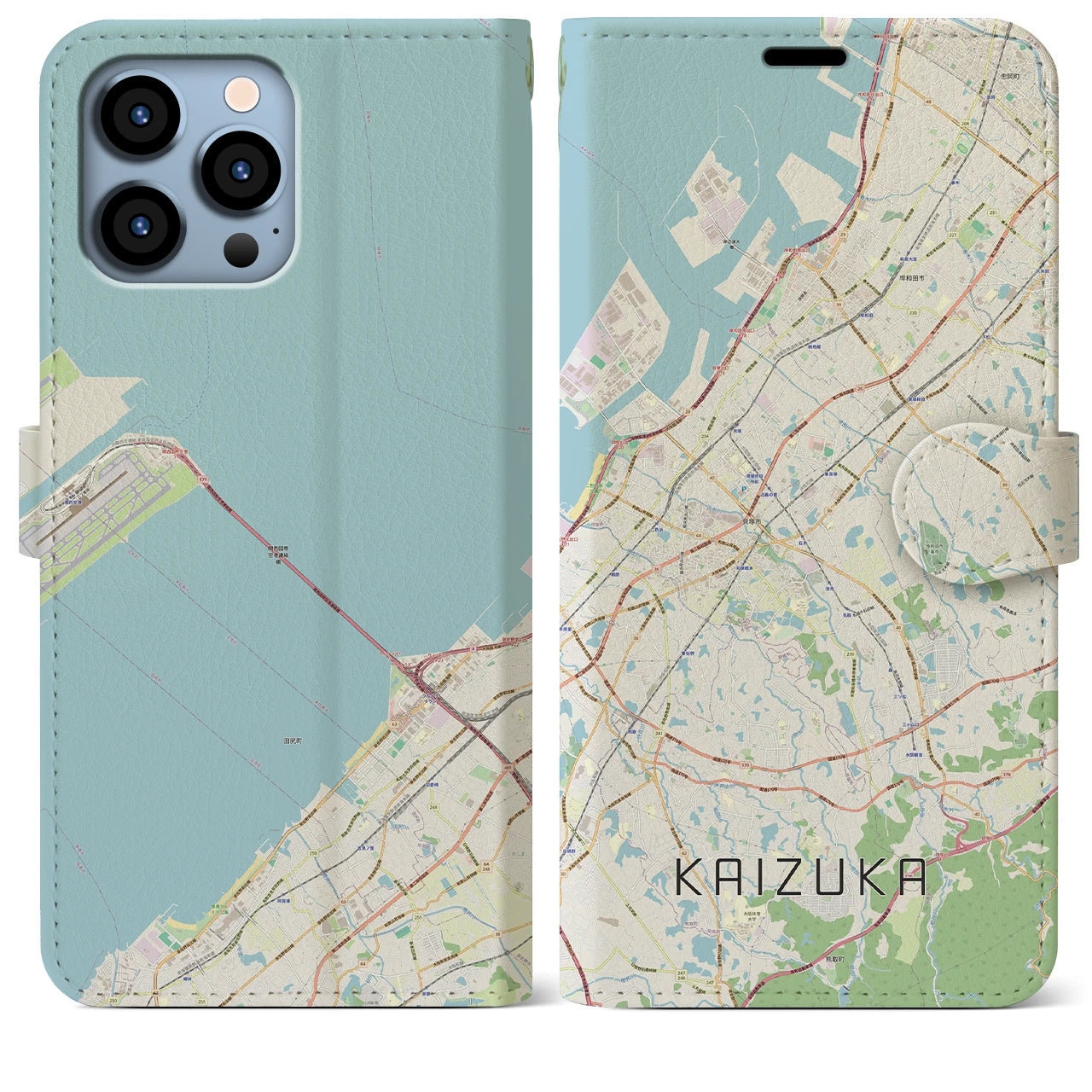 【貝塚(大阪府)】地図柄iPhoneケース(手帳タイプ)
