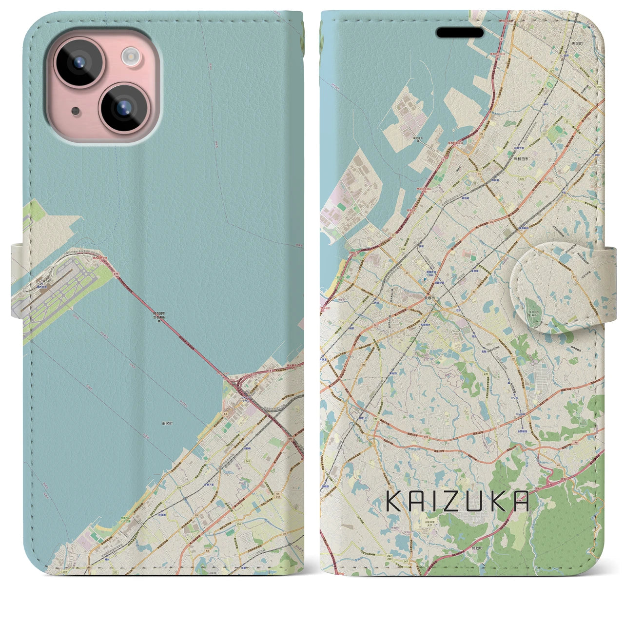 【貝塚(大阪府)】地図柄iPhoneケース(手帳タイプ)