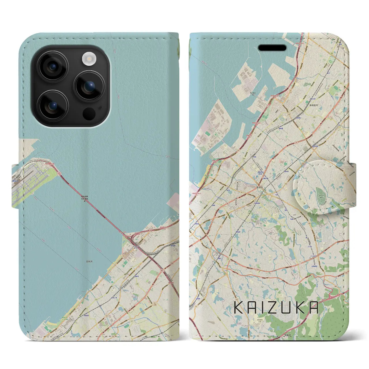 【貝塚(大阪府)】地図柄iPhoneケース(手帳タイプ)ナチュラル・iPhone 16 用