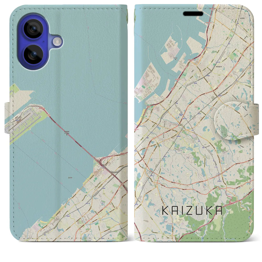 【貝塚(大阪府)】地図柄iPhoneケース(手帳タイプ)ナチュラル・iPhone 16 Pro Max 用