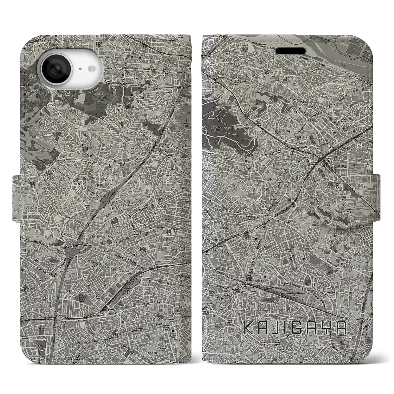 【梶が谷(神奈川県)】地図柄iPhoneケース(手帳タイプ)