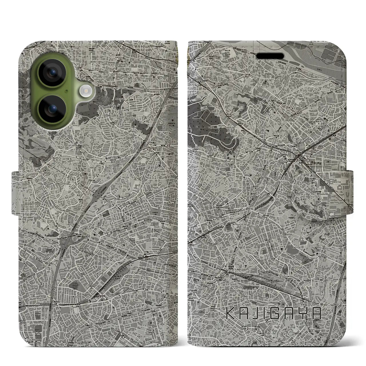 【梶が谷(神奈川県)】地図柄iPhoneケース(手帳タイプ)