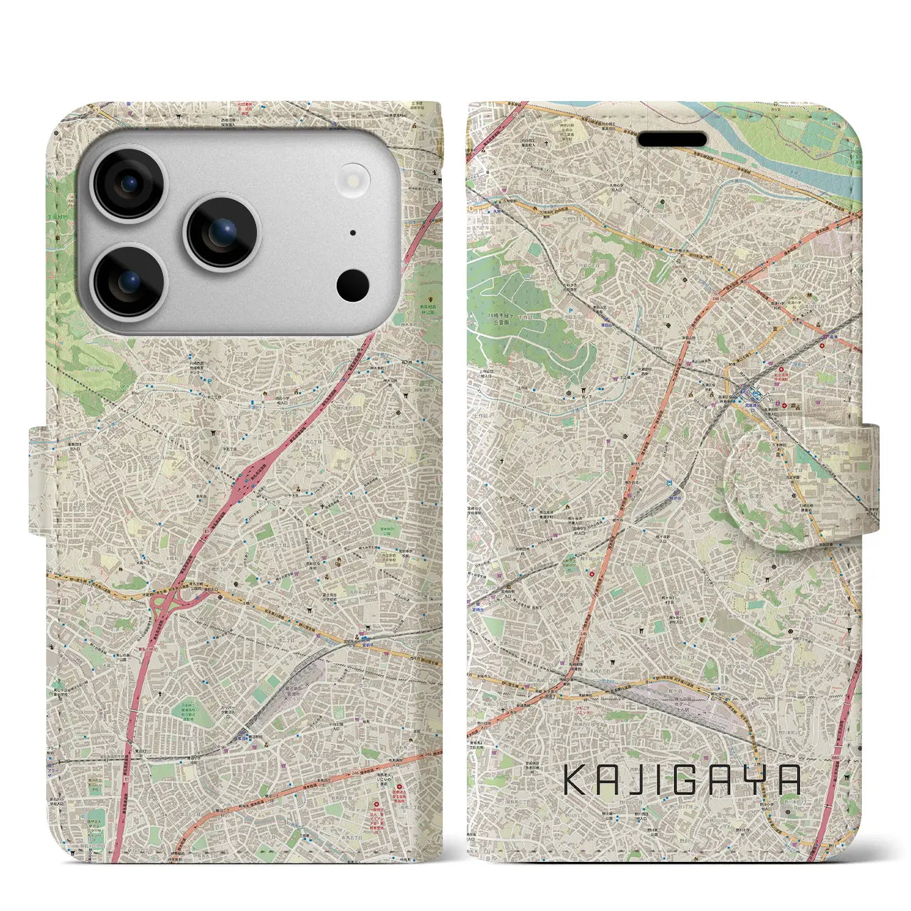 【梶が谷(神奈川県)】地図柄iPhoneケース(手帳タイプ)