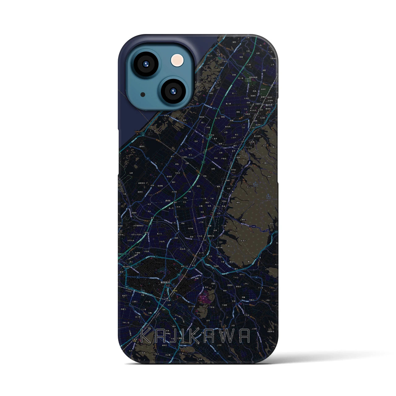 【加治川(新潟県)】地図柄iPhoneケース(バックカバータイプ)