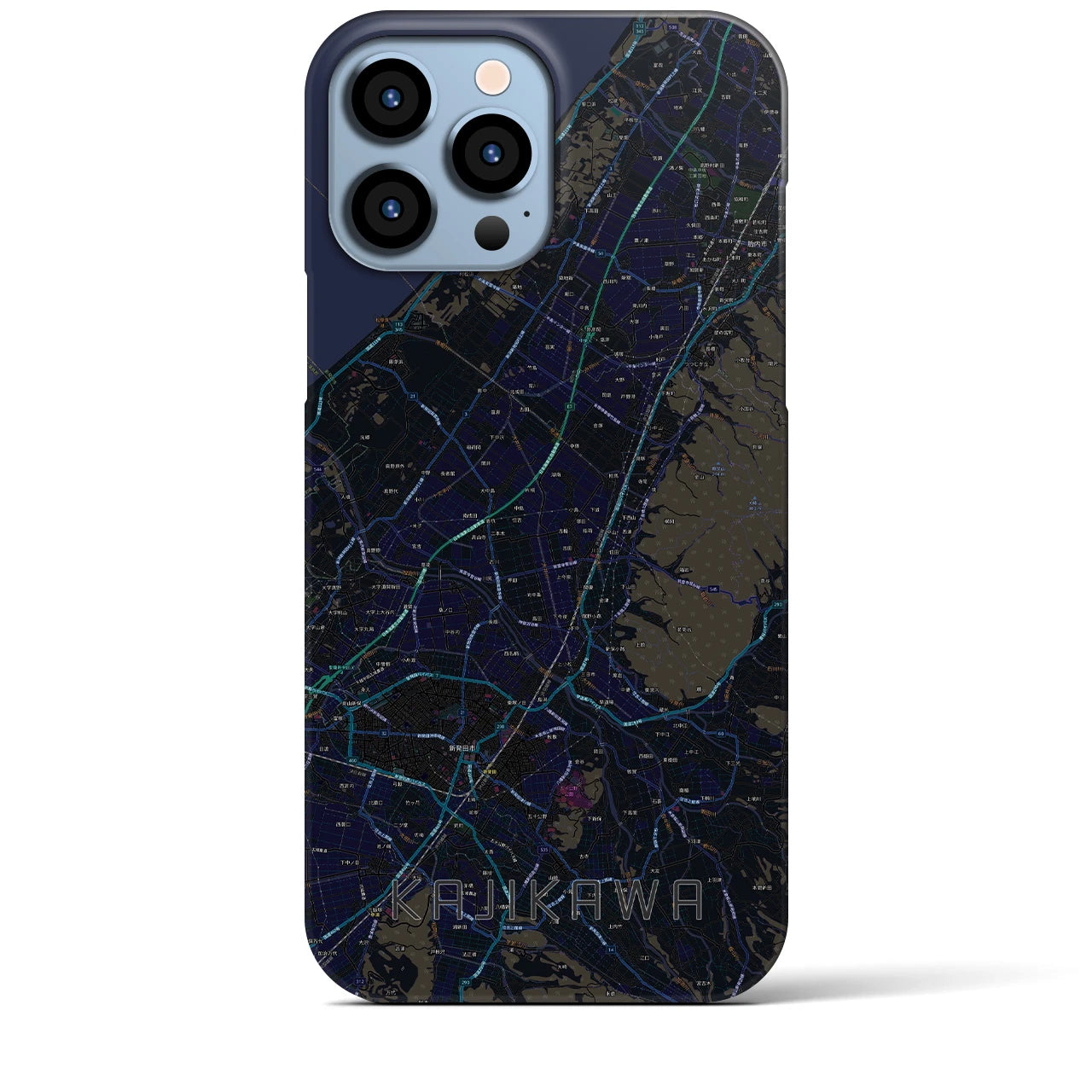 【加治川(新潟県)】地図柄iPhoneケース(バックカバータイプ)