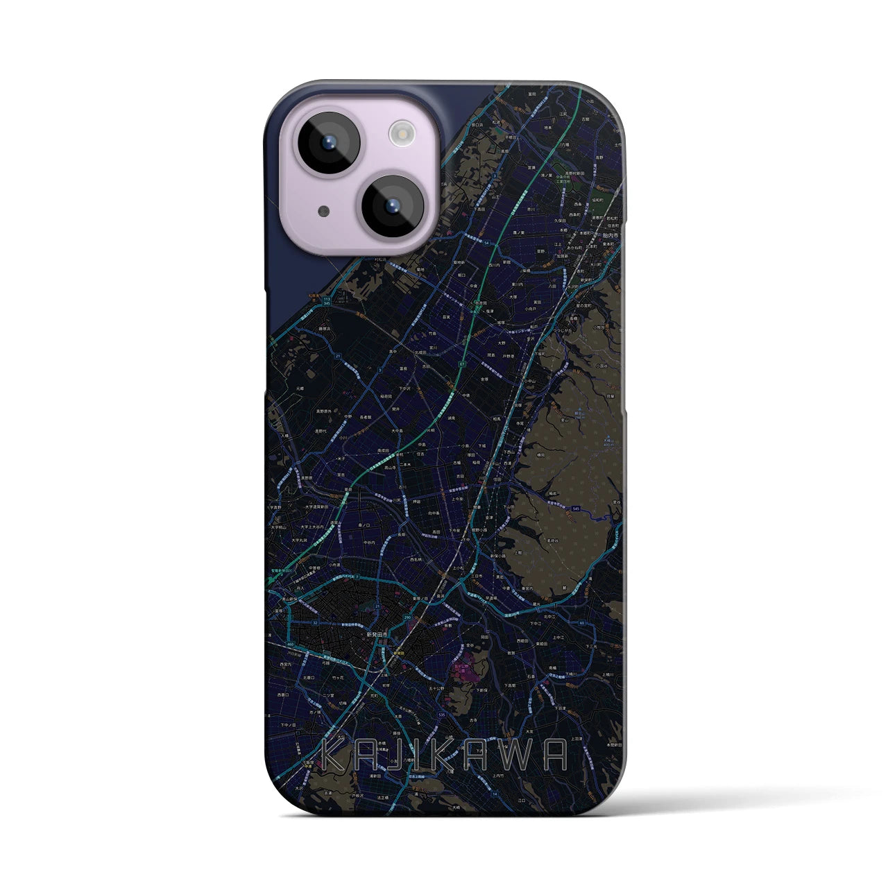 【加治川(新潟県)】地図柄iPhoneケース(バックカバータイプ)