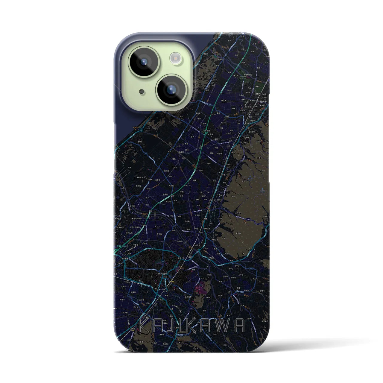 【加治川(新潟県)】地図柄iPhoneケース(バックカバータイプ)