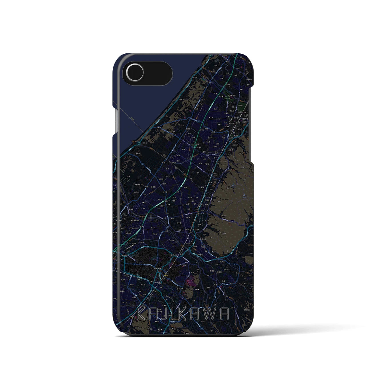 【加治川(新潟県)】地図柄iPhoneケース(バックカバータイプ)