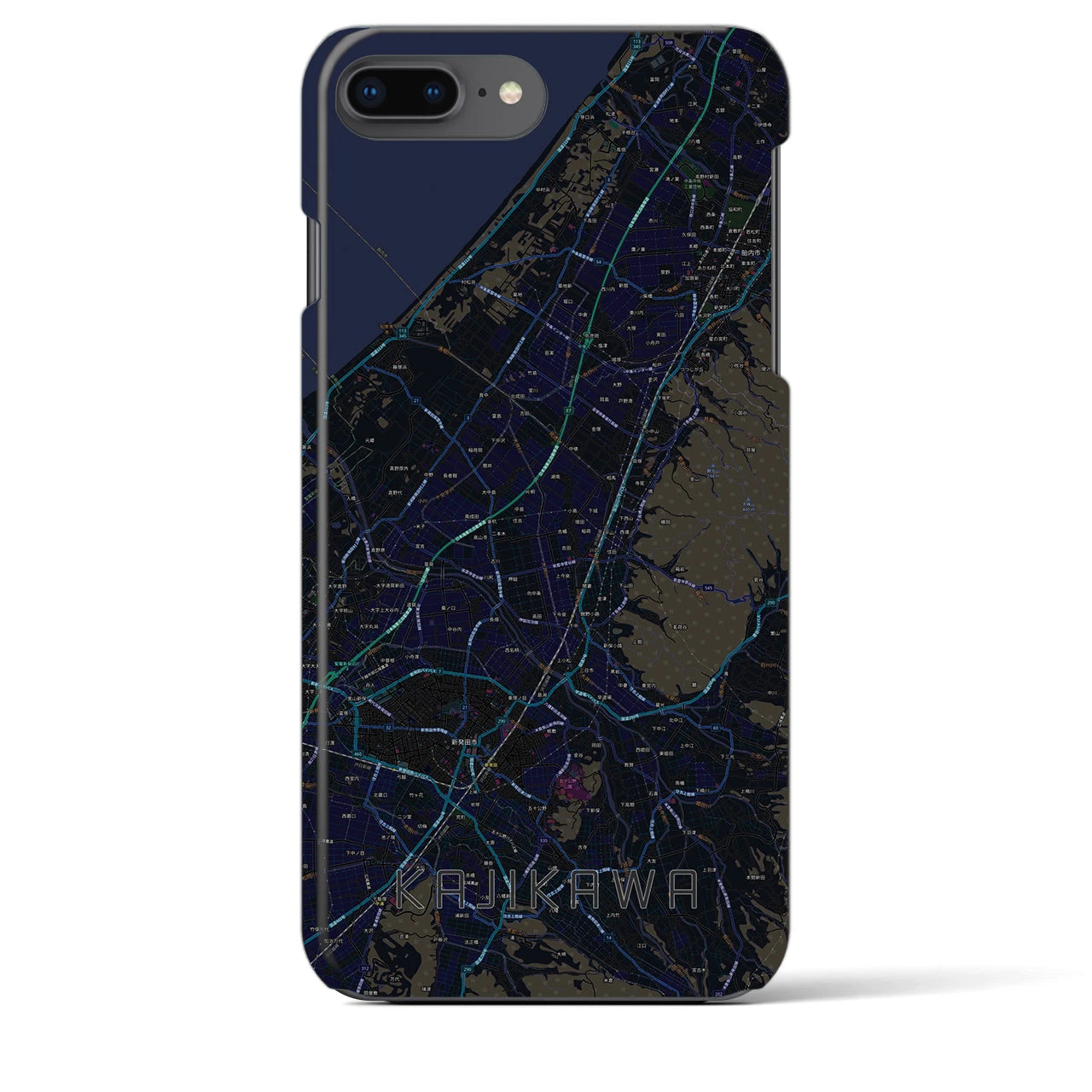 【加治川(新潟県)】地図柄iPhoneケース(バックカバータイプ)